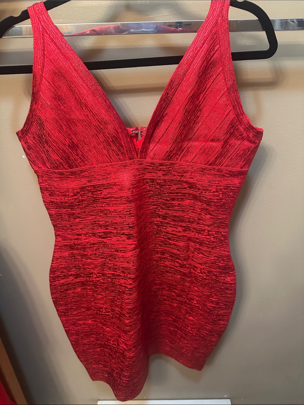 Red V-Neck Women's Slip Dress